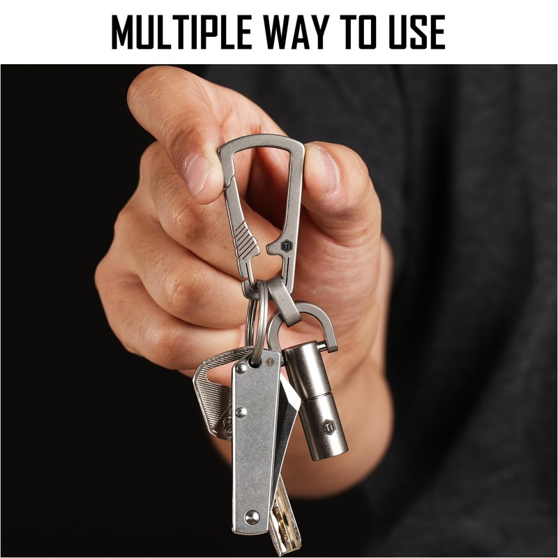 KeyUnity Titanium Carabiner KM16SW Keychain Men's with Keyring, High-Quality, Popular,