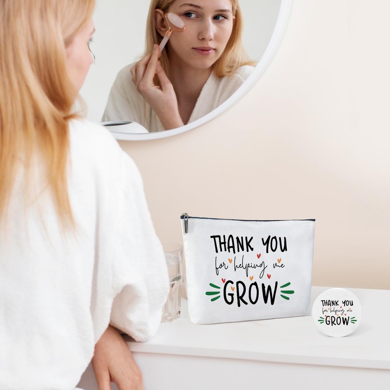 Xenseou Cotton Canvas Makeup Bag, Teacher Appreciation Gift, Thank You