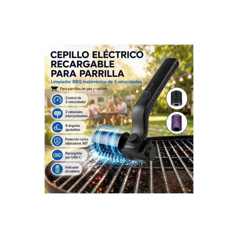 Cepillo Eléctrico Para Asador Bbq 3 Velocidades De Limpieza