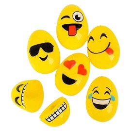 Emoticon Plastic Easter Egg Hunt Set Emoji Faces 12 count