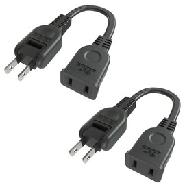 FUMITAKE Extension Cord, 3.9 inches (10 cm), Short, 15a, 2 Pieces, Small Cord, Outlet Extension, AC Cord, Portable, 125 V, Swing Plug, Soft, Black, Connectable, Tracking, Heat Resistant, Cold