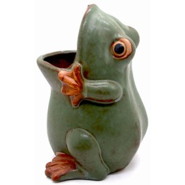 MONMOB 7" Ceramic Frog Shaped Plant Pot/Bonsai Pot/Flower Pot/Succulent Planter/Candy Dish/Pencil Holder Multipurpose Pot Ideal Gifts for Women, Mom or Birthdays