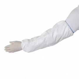Schutz Ärmel Arme Einweg undurchlässig 100 Stück - Weißes Polyethylen - Mit Gummizug an beiden Seiten - Länge 40 cm - Einweg-Griffabdeckung mit hochwertigen Materialien - Erfüllt die neuen Gesundheits