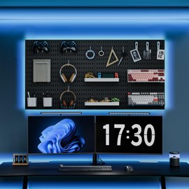 MULSAME Pegboard Combination Kit, Wall Mounted Storage Set with 4 Pegboards & 14 Accessories Hanging, Black Peg Boards Organizer for Walls Display, Crafts Organization, Kitchen Organizer, 22" x 22"