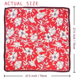 Wuliim 27.5” Satin Scarf - Super Soft & Lightweight Silky Head Bandanas, Versatile Fashion Scarf for Women Hair Wrap Handbags (Flora-Red)