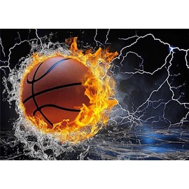 MaiYiYi Basketball Diamond Painting by Numbers, 5D Full Round Drill Flame Basketball Diamond Painting Arts Crafts Kit for Adult Beginners Ball Enthusiast (40X30 CM)