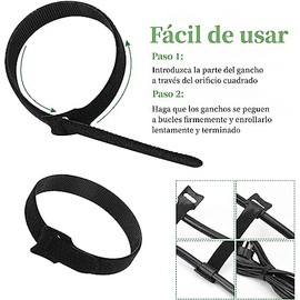 Ataduras de Cables Reutilizables,60 Pcs Sujetacables de Colores Bridas para Cables con Gancho y Bucle,Organizador Cables Ties de Correas Para la...   