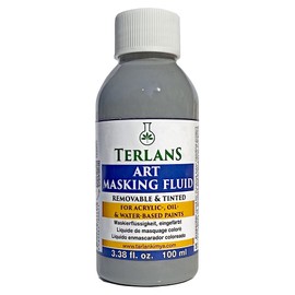 TERLANS Art Masking Fluid | 3.38 fl.oz. (100 ml) | Easy Removable & Tinted | For Acrylic- Oil- and Water-based Paints