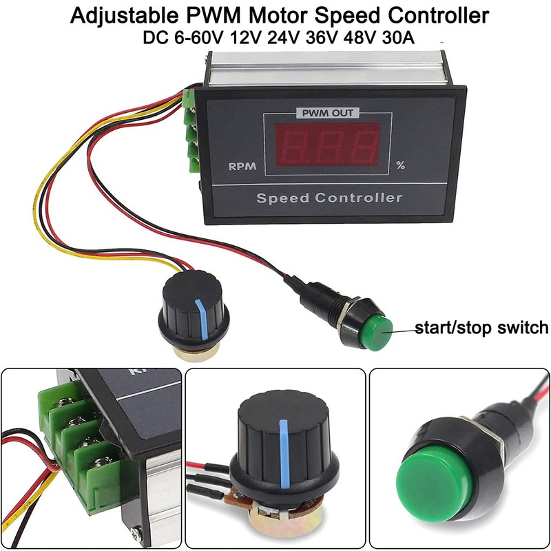 Greluma 1PC DC 6-60V 12V 24V 36V 48V 30A Adjustable