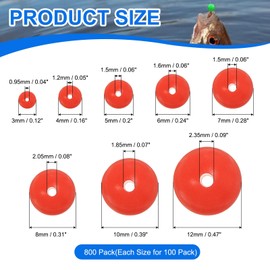 YELARXI Fishing Beads Glow Hard Plastic Fish Rigs 3/4/5/6/7/8/10/12 mm (800 Pack, Red)
