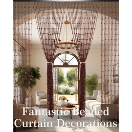 Ezcasch 38 Strands Beaded Curtain Bamboo Curtain for Doorways Multi-Scenario Application Purely Handmade Beaded Curtain as Insect Screen for Bedroom or Balcony 35.4" x 78.7", Brown