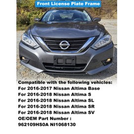 FASTCHE Front License Plate Frame Compatible with 2016 2017 2018 Nissan Altima Front Bumper License Plate Holder Mounting Bracket Replace # 962109HS0A NI1068130