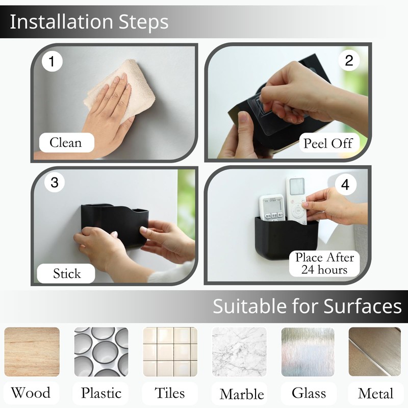 LINFIDITE 2 Pack Adhesive TV Remote Control Holder Wall Mount