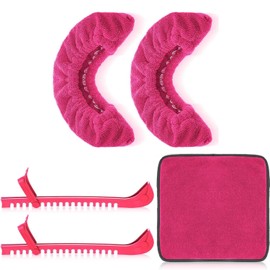 Aurorasports 3 Pcs Skate Guard Skate Blade Cover Towel Ice Inline Skate Bag Set Skate Guard for Adult Figure Skating or Hockey (Pearly Pink)
