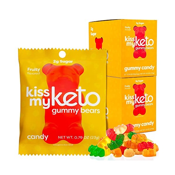 Kiss My Keto Gummies Candy – Low Carb Candy Gummy Bears, Keto Snack Pack – Healthy Candy Gummys – Vegan Candy, Keto Gummy Candy – Keto Candy Gummies (24-pack)