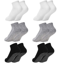 Calcetines Antideslizantes 6 pares, Calcetas para Yoga, Transpirables y Duradero de Algodón, Calcetín Deportivas para Fútbol, Béisbol, Correr, Basquetbol, Running, Gym, Paquete de 6 Pares