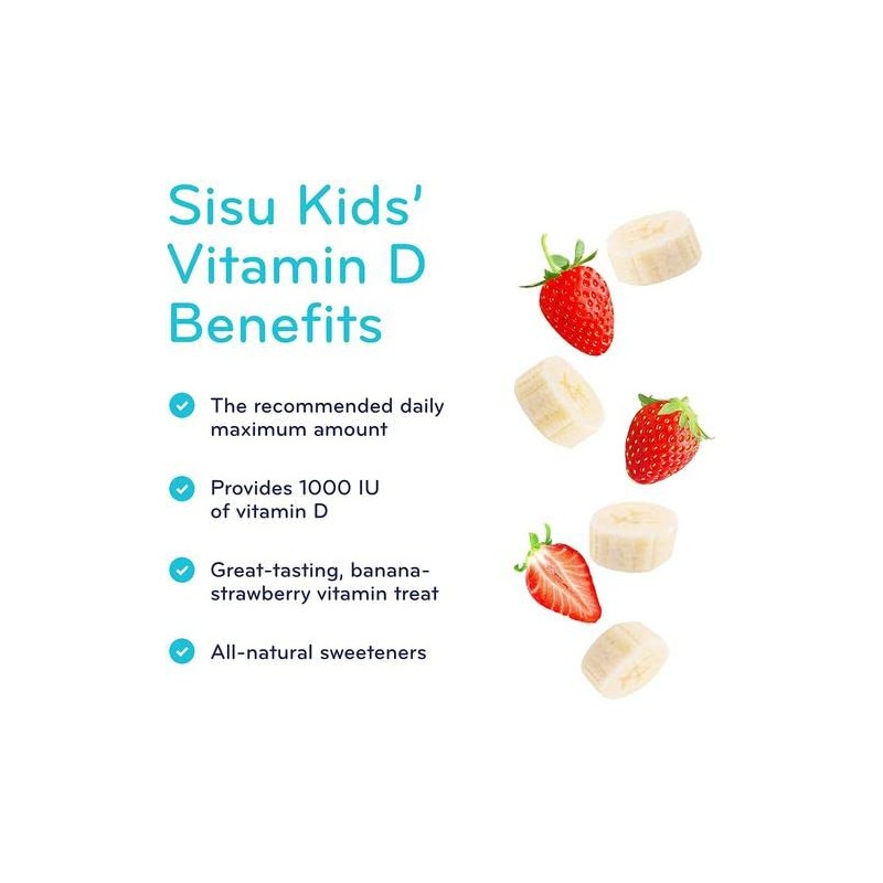 SISU Kids Vitamin D3 1,000 IU,Strawberry Banana
