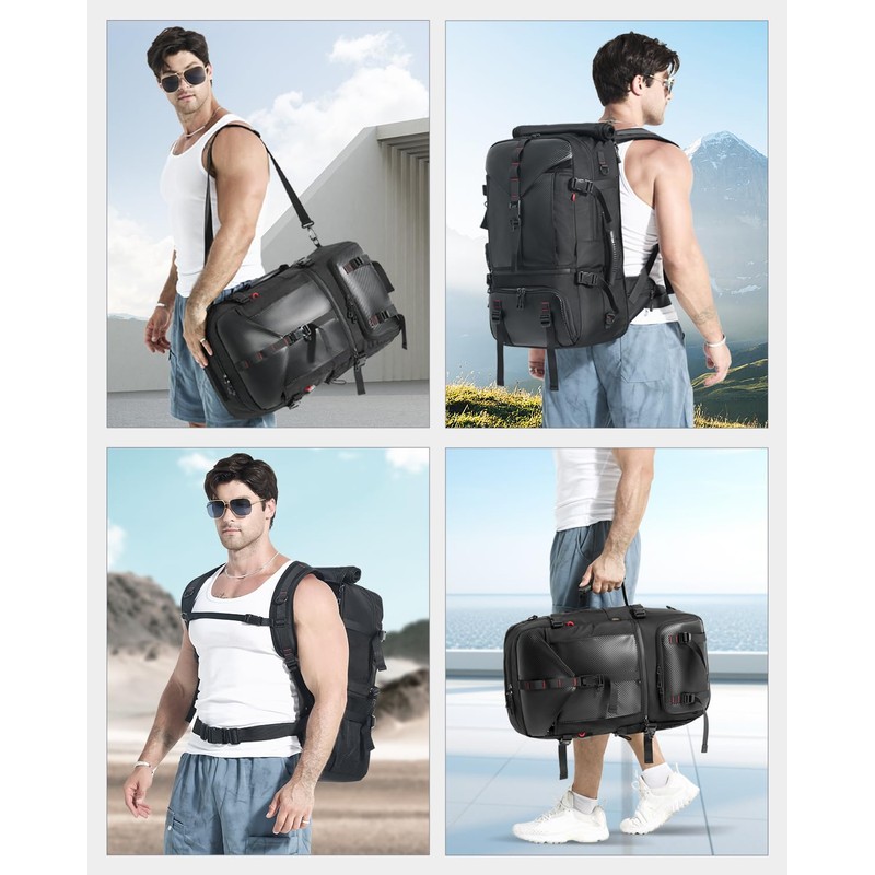 SWICKY Travel Laptop black backpack 50L ，carry on Flight Approved