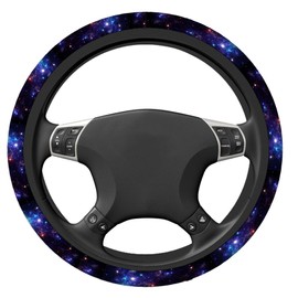 Swono Galaxy Purple Car Steering Wheel Covers Abstract Beautiful Space with Star Women Men Interior Accessories Universal 15 Inch Steering Steering Wheel Protector Anti-Skid Grips