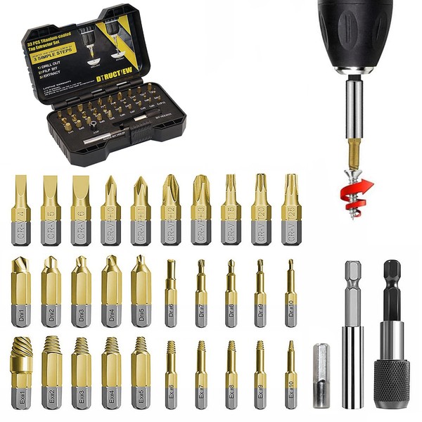 33pcs HSS 4341 Titanium Screw Extractor Set 2 in 1,