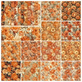 ZAKHSE Floral Cardstock Paper, 6"x 6" Scrapbook Paper Pad for Cardmaking, 24 Sheets Single-sided Flower Pattern Paper, Decorative Craft Design Paper DIY Photo Album Background Journal Supplies-Orange