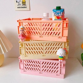 foldable folding basket medium white 2ea