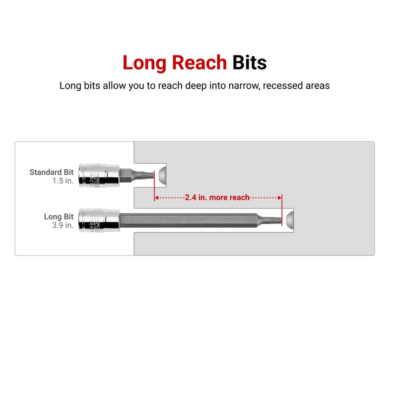 TEKTON 1/4 Inch Drive x T15 Long Torx Bit Socket