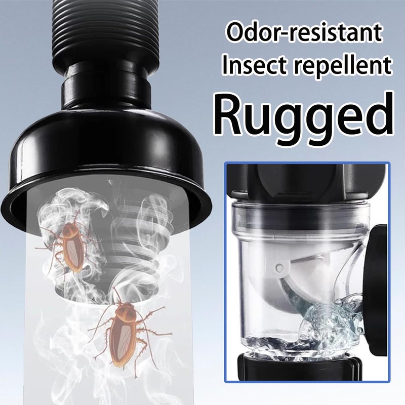 Sink Drain with Flexible Drain Hose, Odour-Proof and Leak-Proof Drain