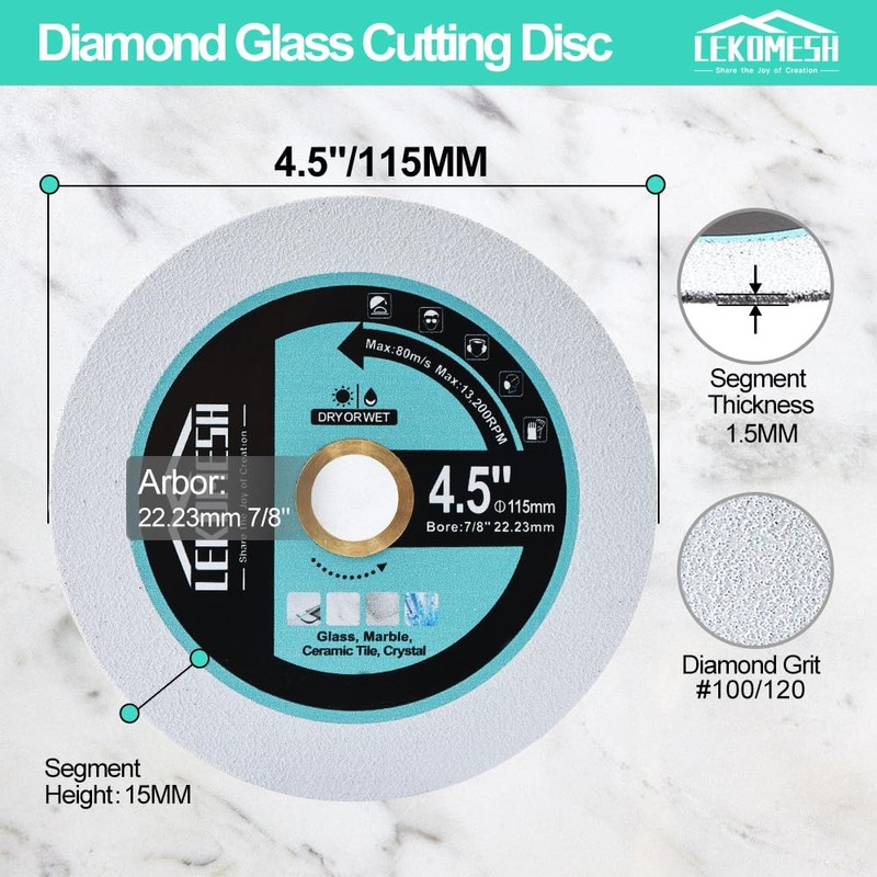 Diamond Glass Cutting Disc - 3pcs 4.5"/115mm Cut Off Wheel