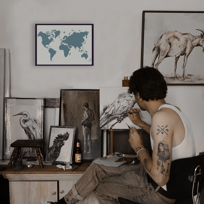 FINGERINSPIRE World Map Stencil Template 29.7x21cm Plastic Map Painting Stencil
