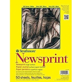 Strathmore 300 Series Newsprint Paper Pad, Tape Bound, 14x17 inches, 50 Sheets (32lb/52g) - Art Paper for Adults and Students - Practice Sketching with Charcoal, Graphite and Pencil