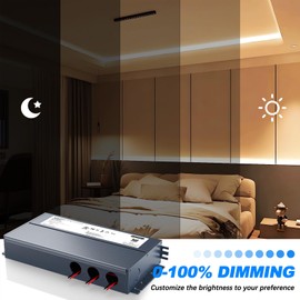 180W 12V Dimmable LED Driver, Triac/ELV/MLV AC to DC Power Supply for LED Light, Halogen Bulb, LED Transformer Compatible with Lutron & Dimmer, for Indoor/Outdoor Use