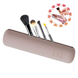 GAEVAZ® Make-up-Pinseletui aus Silikon | Make-up-Pinseltasche zum Organisieren von Stiften, Pinseln, Make-up-Pinseln, ideal für Reisen (Khaki)