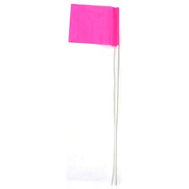 Step 'N Tilt Stake Flags for Marking Sprinkler Heads and Other Objects for Lawn Aeration, Neon Pink Color