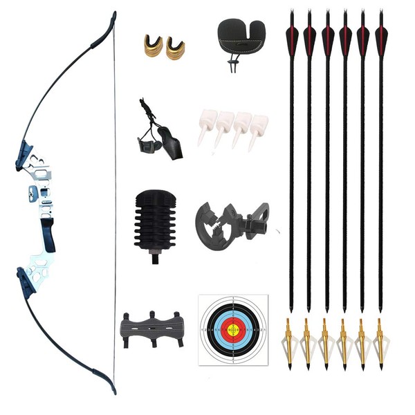 Monleap Recurve Bow and Arrows for Adults 30 40 50lb Archery Set Right Hand Takedown Bow Aluminum Alloy Riser Longbow Kit for Beginner Targeting Hunting Shooting
