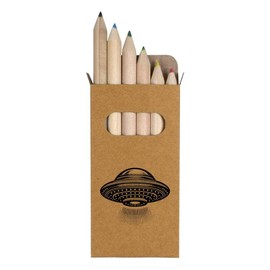 Azeeda 6 x 'Flying Saucer' Short 85mm Pencils/Coloured Pencil Set (PE00067310)