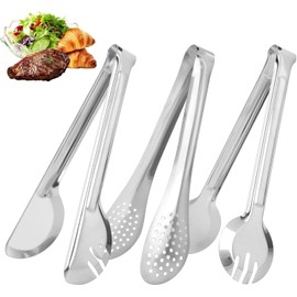 Pinzas De Cocina, Juego De 3 Pinzas Para Servir De Acero Inoxidable, Pinzas Para Ensaladas, Barbacoa, Buffet, Fiesta, Cocina, 24 Cm, Diseño Ergonómic