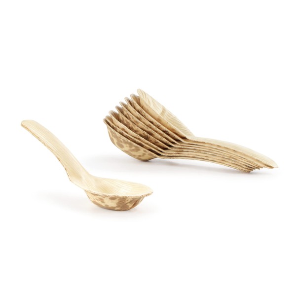 BambooMN 5.1" Premium Bamboo Leaf Chinese Soup Spoons, All Natural Disposable Compostable for Catering and Home Use, 300 Pieces