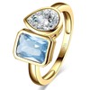 Yaresul Toi Et Moi Ring 14k Gold Plated Aquamarine Engagement