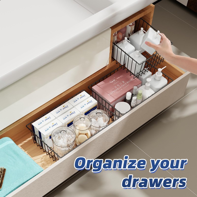 Simple Trending 6 Pack Large Wire Baskets for Organization, Metal