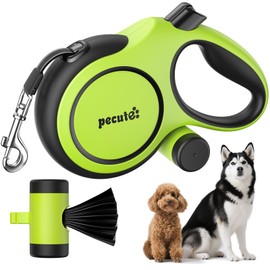 Pecute Retractable Dog Leash for Large Dogs, 26ft Heavy Duty Retractable Dog Leash with Poop Bag Holder, Anti-Slip Soft Grip, Reflective Leashes for Medium Large Pets for 33lbs-120lbs(Green)