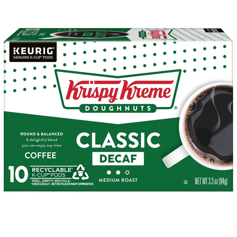 Krispy Kreme Classic Decaf Keurig Single-Serve K-Cup Pods, Light Roast