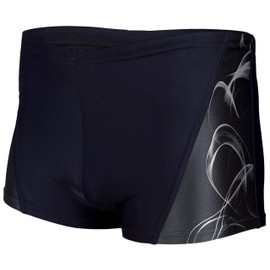 Aquarti Men's Short Striped Swimming Trunks, 16201 Black/Graphite
