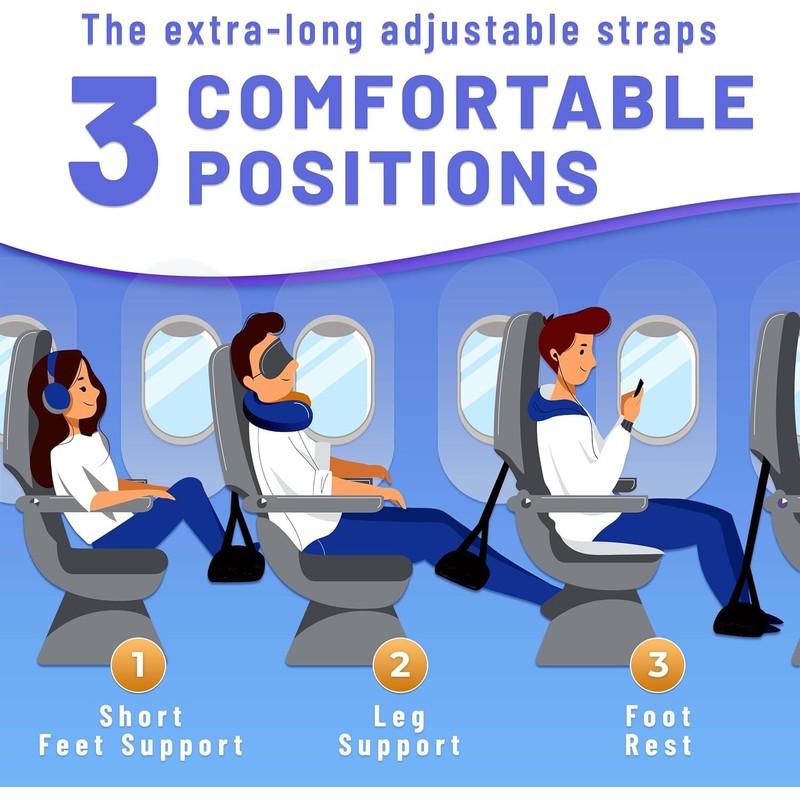 Aieve Airplane Footrest (Memory Foam), Portable Travel Foot Hammock -