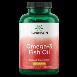 Swanson Omega‑3 Fish Oil 1 g – Lemon Flavor – 150 Softgels – Heart, Brain & Joint Support – No Fishy Aftertaste – Made in USA