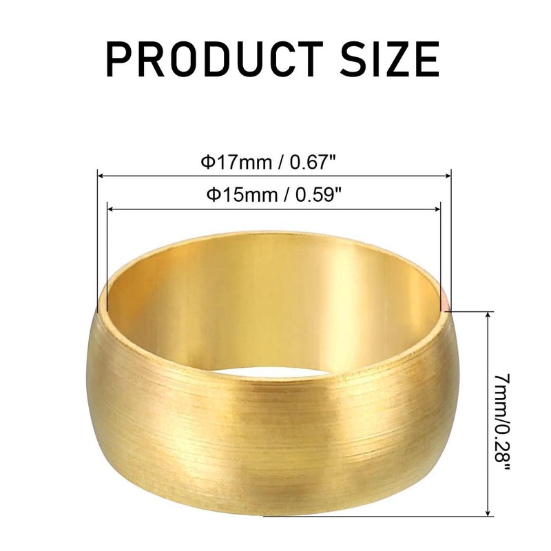10 PCS Copper Compression Olives Copper, 15mm Tube OD Compression