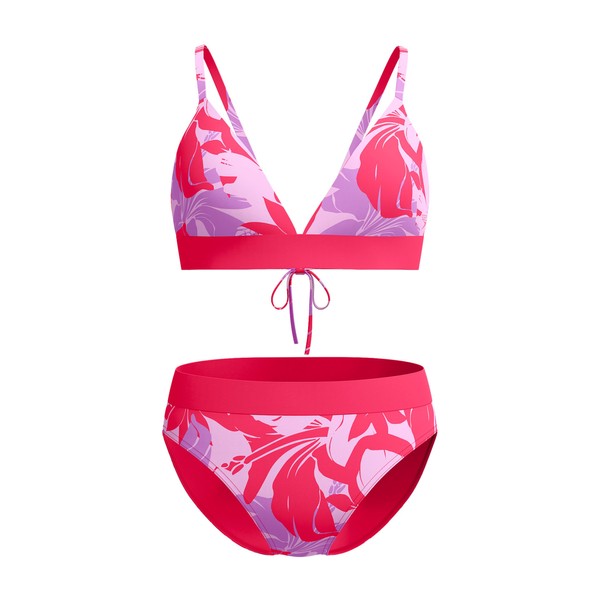 Speedo Women's Printed Banded Triangle 2 Piece Swimsuit Swimming Costume