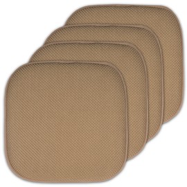 Sweet Home Collection 4 Pack Memory Foam Honeycomb Nonslip Back 16" x16" Chair/Seat Cushion Pad - CPMF-4PK-TAUPE (Pack of 3)