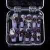 Handmade Coffin Press on Nails Purple Fake Nails with 3D