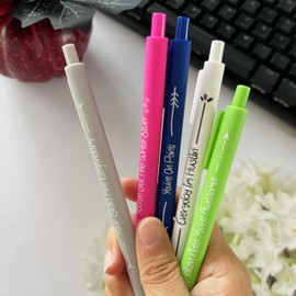 Jxueych 5pcs Funny Gel Pens Inspiring Swear Word Set, Comfortable Writing Black Ink Medium Point 0.5 mm Gift Pretty Pens for Office Gifts (M)